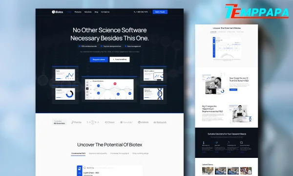 Biotech & Science Software Elementor Template