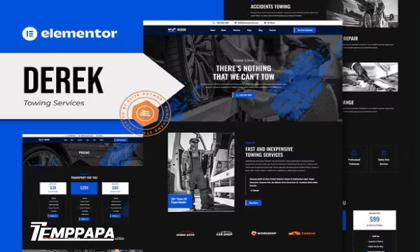 Derek Towing Elementor Template Kit